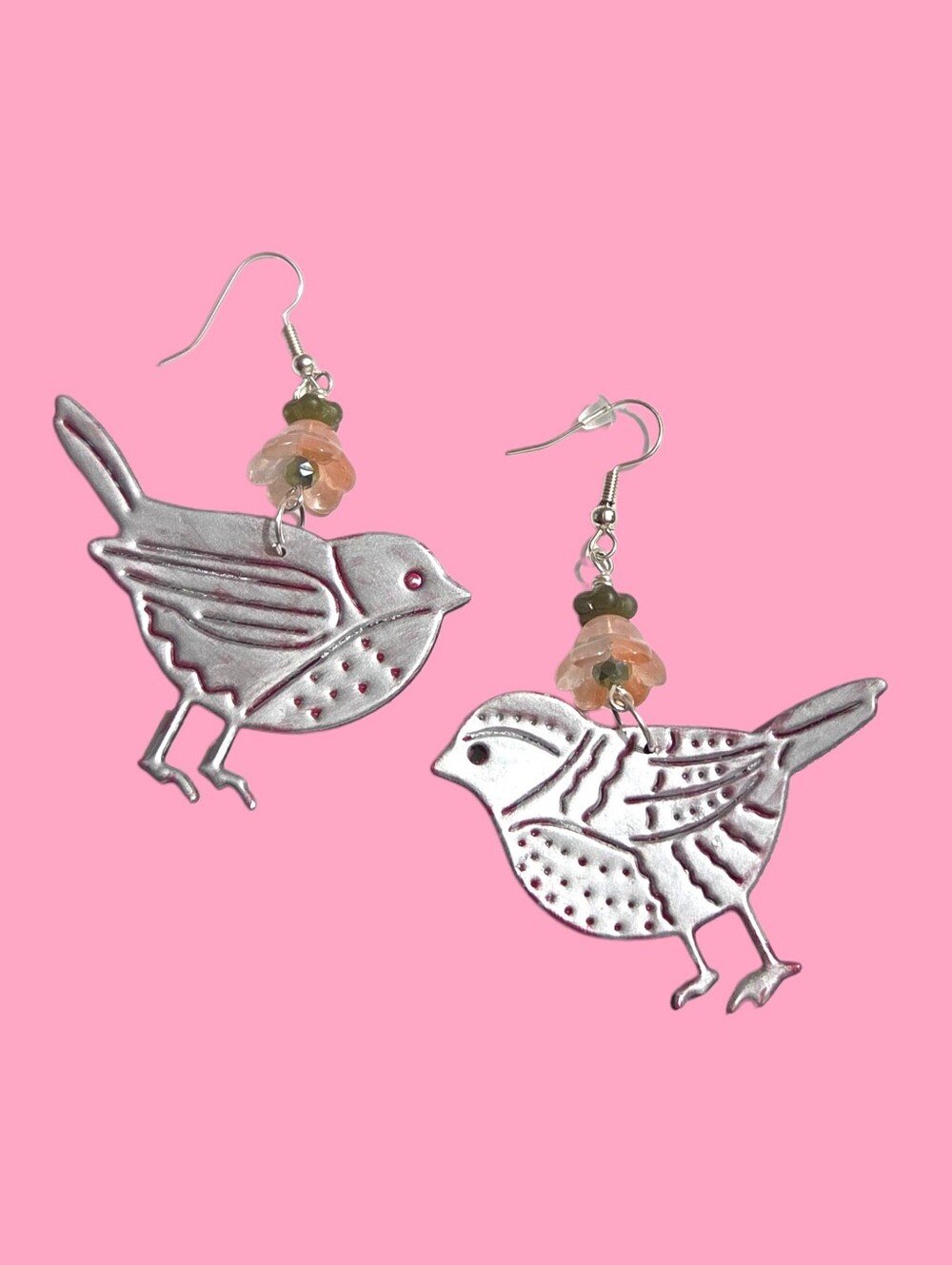 Recycled Earrings, Upcycled Earrings, Lightweight Bird Earring